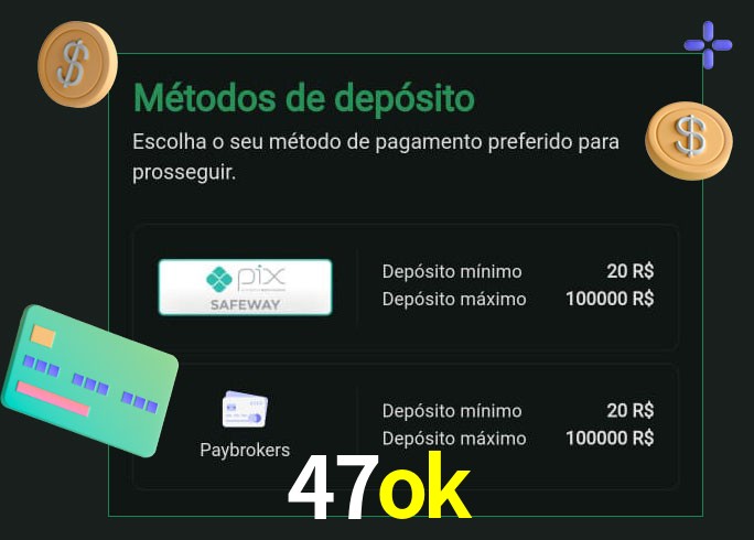 O cassino 47ok oferece uma grande variedade de métodos de pagamento